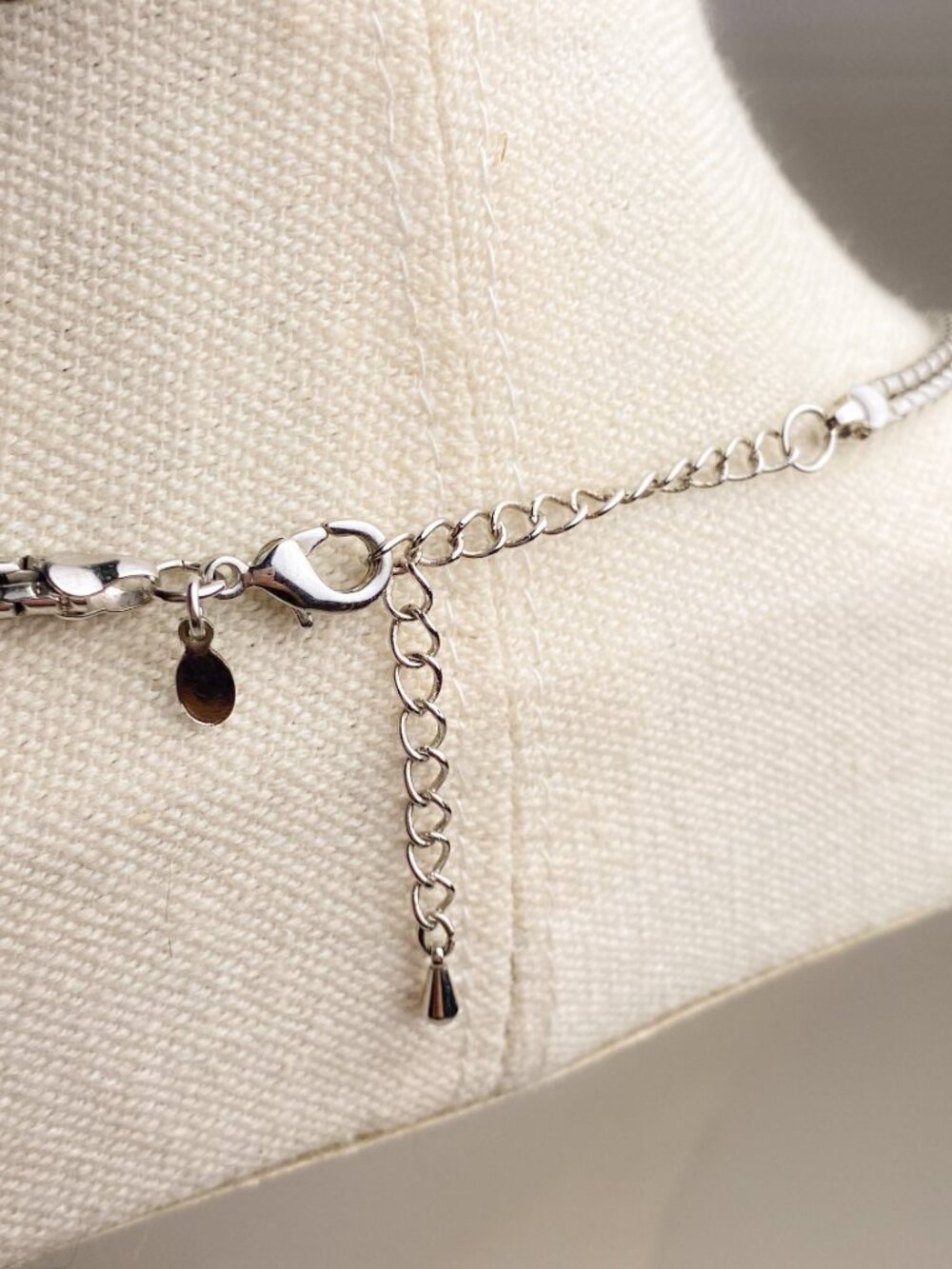 Premier Designs Faux Black Onyx Ball Pendant Double Silver Chain Choker Necklace - Picture 7 of 11